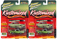 Round 2 Johnny Lightning - Street Freaks 2022 Release 1 Set A | Chevrolet® Bel Air® - Kustomized (1957, 1/64 scale diecast model car, Lime Metallic) JLSP230/24A