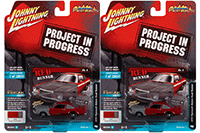 Round 2 Johnny Lightning - Street Freaks 2022 Release 1 Set B | Plymouth Road Runner - Project in Progress (1976, 1/64 scale diecast model car, Bright Red & Primer Gray) JLSP233/24B; 