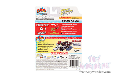 Round 2 Johnny Lightning - Pop Culture Series | Modern Clue Ford Mustang "Miss Scarlet" with Poker Chip (Collector Token) (2000, 1/64 scale diecast model car, Red) JLSP236/24