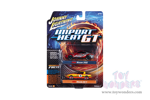 Round 2 Johnny Lightning - 2-Packs 2022 Release 1 Set A - Import Heat GT (1/64 scale diecast model car, Asstd.) JLSP241/24A
