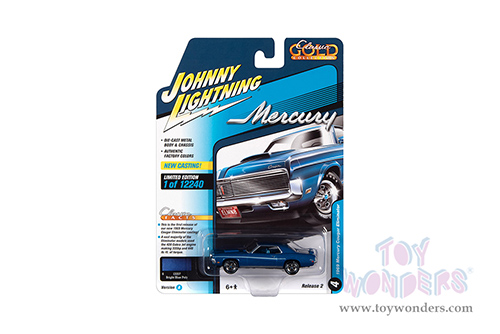 Round 2 Johnny Lightning - Classic Gold 2022 Release 2 Set A | Mercury Cougar Eliminator (1969, 1/64 scale diecast model car, Bright Blue Metallic) JLSP246/24A