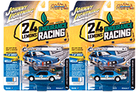 Round 2 Johnny Lightning - Street Freaks | Ford Thunderbird Stock Car #9 "Go-Po-Po-Go!" - 24hrs of LeMons (1986, 1/64 scale diecast model car, Bright Blue w/White & Gold Stripes) JLSP252/24B