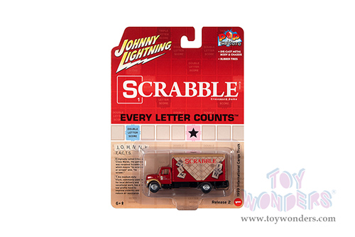 Round 2 Johnny Lightning - Pop Culture Series | Scrabble International® Cargo Truck (1999, 1/64 scale diecast model car, Red) JLSP257/24