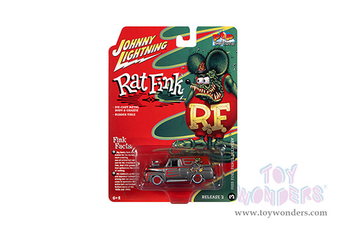 Round 2 Johnny Lightning - Pop Culture Series | Rat Fink Ford Panel Delivery Truck (1955, 1/64 scale diecast model car, Gray Metallic) JLSP259/24