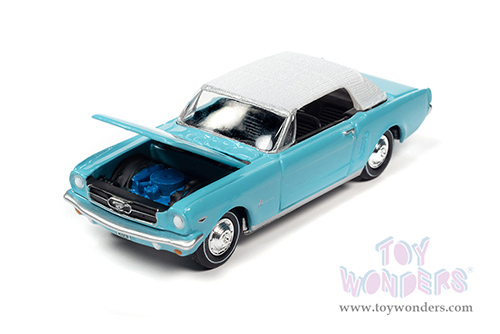 Round 2 Johnny Lightning - Pop Culture Series | James Bond 007 Ford Mustang - Thunderball (1965, 1/64 scale diecast model car, Light Blue/White Top) JLSP273/24