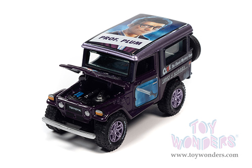 Round 2 Johnny Lightning - Pop Culture Series | Modern Clue Toyota Land Cruiser "Professor Plum" with Poker Chip (Collector Token) (1980, 1/64 scale diecast model car, Purple) JLSP274/24