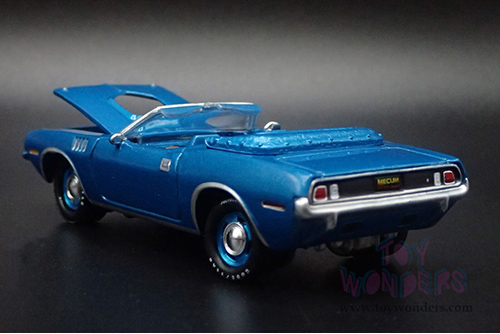 Round 2 Johnny Lightning - Plymouth Barracuda Convertible "Mecum Auctions" (1971, 1/64 scale diecast model car, Blue Fire Metallic) JLSP375/24