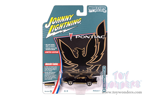Round 2 Johnny Lightning - Muscle Cars U.S.A. | Pontiac® Firebird® T/A (1986, 1/64 scale diecast model car, Gloss Black w/Gold Lower) JLSP385/24B MAP: $9.49