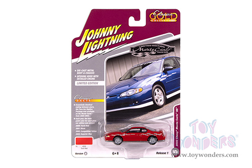 Round 2 Johnny Lightning - Classic Gold Collection | Chevy® Monte Carlo™ SS™ (2000, 1/64 scale diecast model car, Torch Red w/Silver Checkered Flag Side Stripe) JLSP391/24A MAP: $9.49