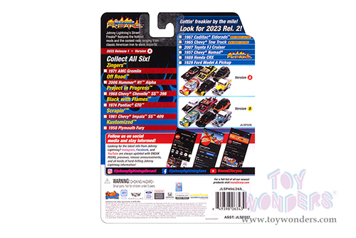 Round 2 Johnny Lightning - Street Freaks | Pontiac® GTO™ - Black with Flames™ (1974, 1/64 scale diecast model car, Black/Red, Orange & Yellow) JLSP405/24A MAP: $9.49