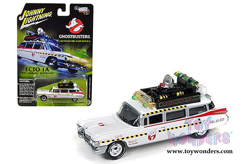 Round 2 Johnny Lightning - Silver Screen Machines | Ghostbusters' ECTO 1A Cadillac ElDorado&trade; Hardtop (1959, 1/64 scale diecast model car, White/Red) JLSS004/24