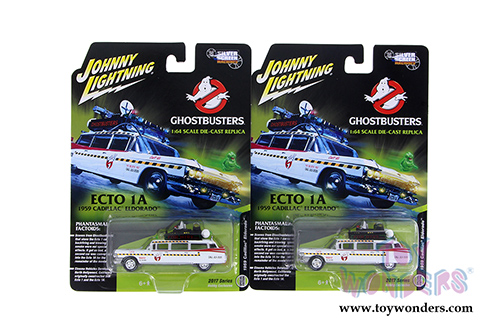 Round 2 Johnny Lightning - Silver Screen Machines | Ghostbusters' ECTO 1A Cadillac ElDorado&trade; Hardtop (1959, 1/64 scale diecast model car, White/Red) JLSS004/24