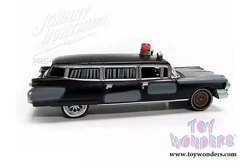Round 2 Johnny Lightning - Silver Screens Machines | Ghostbusters&reg; Project Pre-Ecto Cadillac Eldorado Ambulance (1959, 1/64 scale diecast model car, Black) JLSS005/24