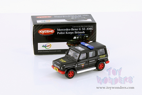 Kyosho - Mercedes-Benz G 55 AMG Polisi Korps Brimob (1/64 scale diecast model car, Black) K07021H2BK