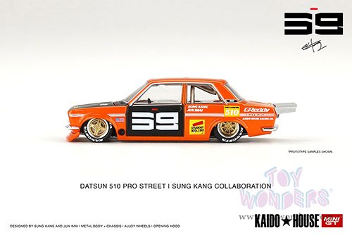 Mini GT - Kaido House | Datsun 510 Pro Street SK510 (Designed by Jun Imai) (1/64 scale diecast model car, Orange/Black) KHMG004OR