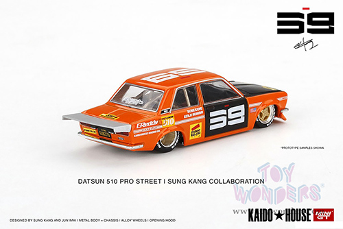 Mini GT - Kaido House | Datsun 510 Pro Street SK510 (Designed by Jun Imai) (1/64 scale diecast model car, Orange/Black) KHMG004OR