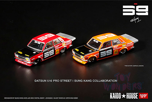 Mini GT - Kaido House | Datsun 510 Pro Street SK510 (Designed by Jun Imai) (1/64 scale diecast model car, Orange/Black) KHMG004OR