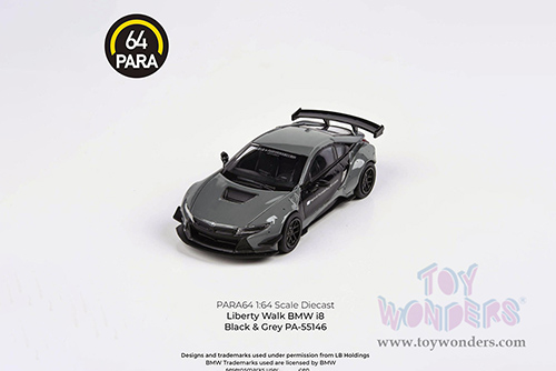 Paragon - Liberty Walk BMW i8 (1/64 scale diecast model car, Black/Grey) PA55146GY