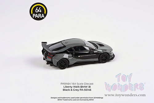Paragon - Liberty Walk BMW i8 (1/64 scale diecast model car, Black/Grey) PA55146GY