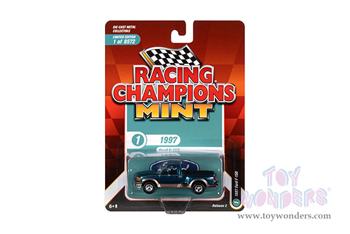 Round 2 Racing Champions Mint 2022 Release 2 | Ford F-150 Pickup Truck (1997, 1/64 scale diecast model car, Caymen Blue/Beige) RCSP022/24