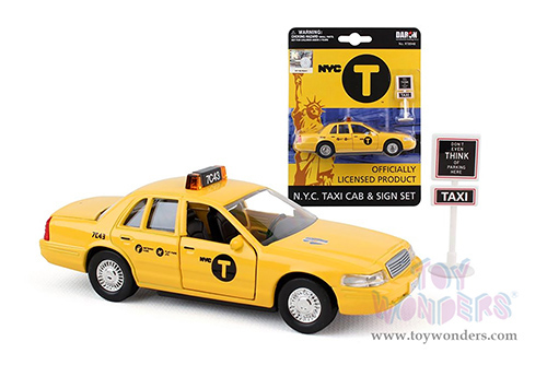 Daron® - N.Y.C. Taxi Cab & Sign set (1/43 scale diecast model car, Yellow) RT8948