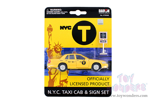 Daron® - N.Y.C. Taxi Cab & Sign set (1/43 scale diecast model car, Yellow) RT8948