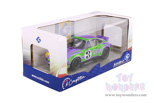 Solido Competition - Porsche 911 RSR #3 Gérard Larrousse/Willi Kauhsen "Purple Hippy Tribute" 24 Hours of Le Mans (1973, 1/18 scale diecast model car, Purple/Green) S1801117