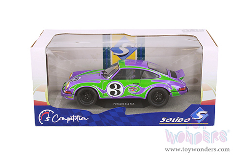 Solido Competition - Porsche 911 RSR #3 Gérard Larrousse/Willi Kauhsen "Purple Hippy Tribute" 24 Hours of Le Mans (1973, 1/18 scale diecast model car, Purple/Green) S1801117