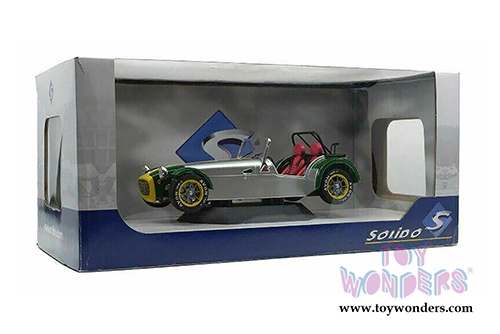 Solido - Lotus 7 Aluminum Body Convertible (1989, 1/18 scale diecast model car, Aluminium Body & Green Nose) S1801803