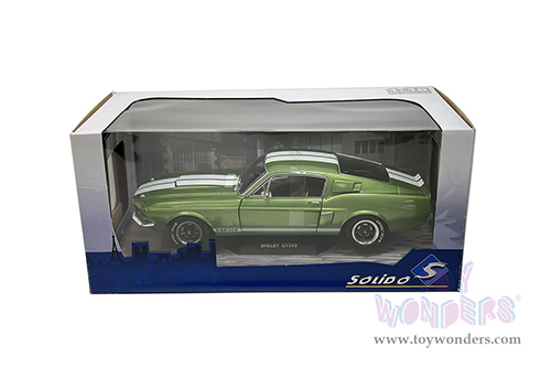Solido - Shelby GT500 Hardtop (1967, 1/18 scale diecast model car, Lime Green/White stripes) S1802907