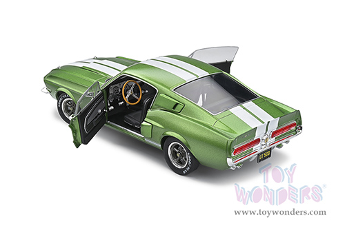 Solido - Shelby GT500 Hardtop (1967, 1/18 scale diecast model car, Lime Green/White stripes) S1802907