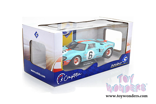 Solido - Ford GT40 MKI #6 Gulf&reg; Oil Le Mans J. Ickx/J. Olivier (1969, 1/18 scale diecast model car, Light Blue/Orange) S1803003