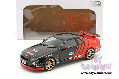 Solido - Nissan Skyline GT-R (R34) Advant Drift Livery Hardtop (1999, 1/18 scale diecast model car, Black/Red) S1804302