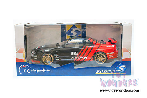 Solido - Nissan Skyline GT-R (R34) Advant Drift Livery Hardtop (1999, 1/18 scale diecast model car, Black/Red) S1804302