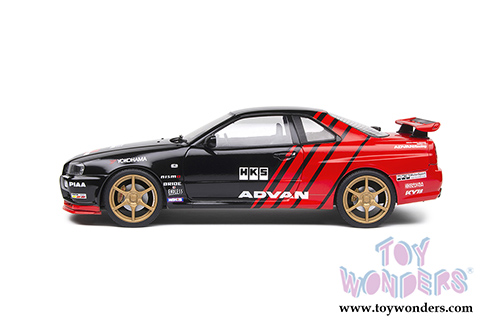 Solido - Nissan Skyline GT-R (R34) Advant Drift Livery Hardtop (1999, 1/18 scale diecast model car, Black/Red) S1804302