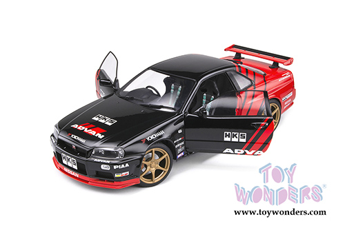 Solido - Nissan Skyline GT-R (R34) Advant Drift Livery Hardtop (1999, 1/18 scale diecast model car, Black/Red) S1804302