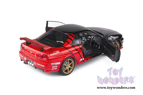 Solido - Nissan Skyline GT-R (R34) Advant Drift Livery Hardtop (1999, 1/18 scale diecast model car, Black/Red) S1804302