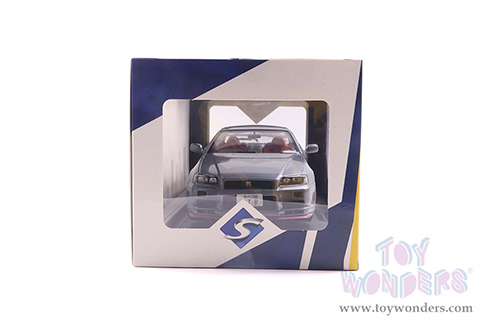 Solido - Nissan Skyline (R34) GT-R Hardtop (1999, 1/18 scale diecast model car, Silver/Purple accents) S1804310
