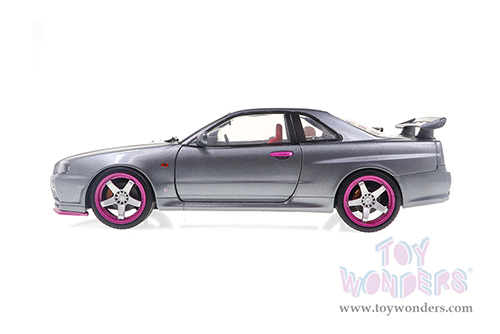 Solido - Nissan Skyline (R34) GT-R Hardtop (1999, 1/18 scale diecast model car, Silver/Purple accents) S1804310