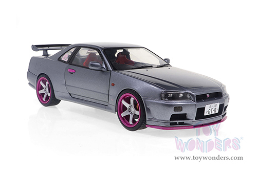 Solido - Nissan Skyline (R34) GT-R Hardtop (1999, 1/18 scale diecast model car, Silver/Purple accents) S1804310
