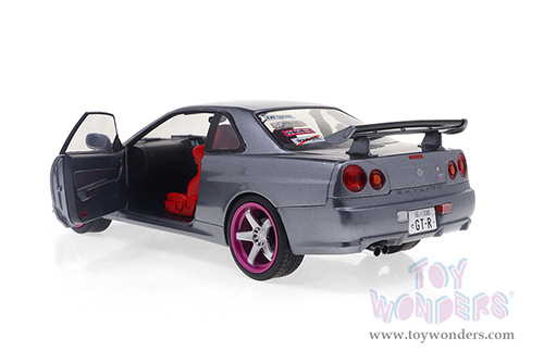 Solido - Nissan Skyline (R34) GT-R Hardtop (1999, 1/18 scale diecast model car, Silver/Purple accents) S1804310