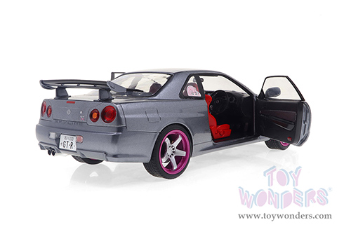 Solido - Nissan Skyline (R34) GT-R Hardtop (1999, 1/18 scale diecast model car, Silver/Purple accents) S1804310