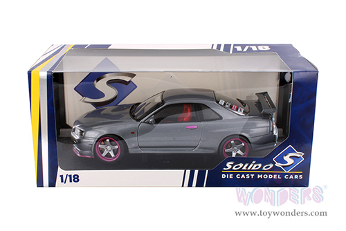 Solido - Nissan Skyline (R34) GT-R Hardtop (1999, 1/18 scale diecast model car, Silver/Purple accents) S1804310