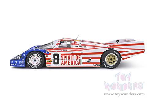 Solido Competition - Porsche 956LH RHD #8 G. Follmer - J. Morton - K. Miller "Spirit of America" 24H of Le Mans (1986, 1/18 scale diecast model car, Red/White/Blue) S1805503