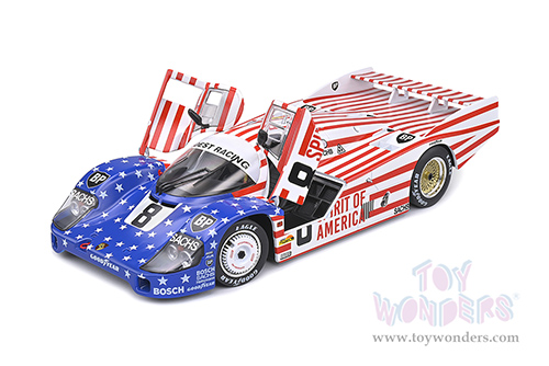 Solido Competition - Porsche 956LH RHD #8 G. Follmer - J. Morton - K. Miller "Spirit of America" 24H of Le Mans (1986, 1/18 scale diecast model car, Red/White/Blue) S1805503