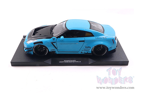 Solido - Nissan GT-R (R35) Liberty Walk Body Kit 2.0 (2023, 1/18 scale diecast model car, Baby Blue/w Black hood) S1805817