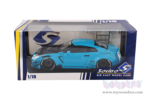 Solido - Nissan GT-R (R35) Liberty Walk Body Kit 2.0 (2023, 1/18 scale diecast model car, Baby Blue/w Black hood) S1805817