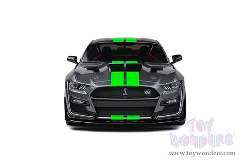 Solido - Ford Mustang Shelby GT500 (2020, 1/18 scale diecast model car, Carbonized Gray/Neon Green Stripes) S1805911