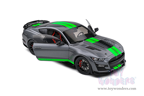 Solido - Ford Mustang Shelby GT500 (2020, 1/18 scale diecast model car, Carbonized Gray/Neon Green Stripes) S1805911