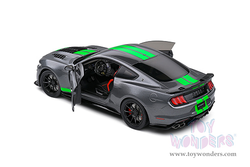 Solido - Ford Mustang Shelby GT500 (2020, 1/18 scale diecast model car, Carbonized Gray/Neon Green Stripes) S1805911